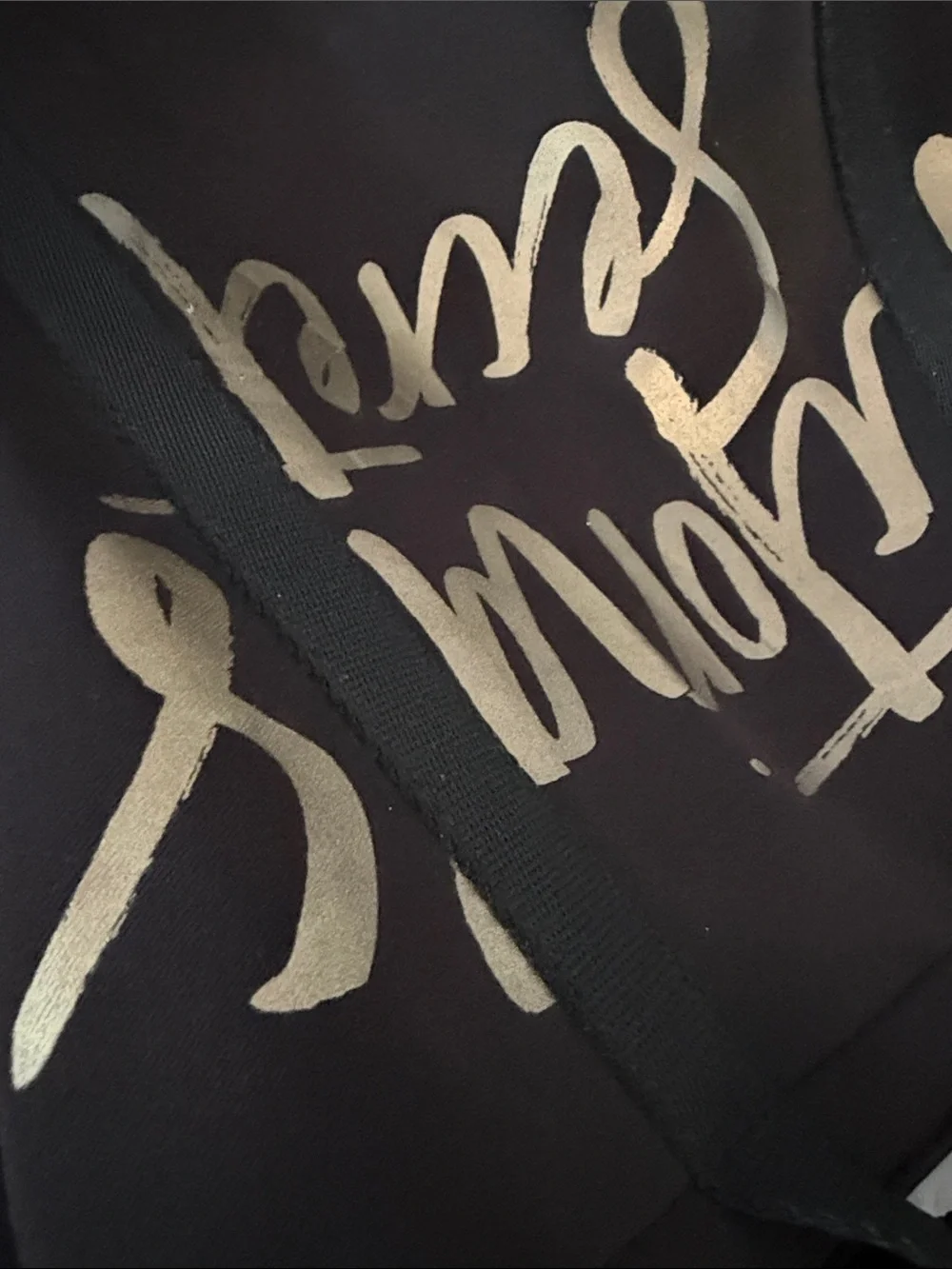 Victoria's Secret Black Beach Tote with bottle insulation -Metallic Gold Script